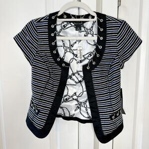WHITE HOUSE BLACK MARKET -NWT- Striped Chain Laced Blazer Jacket | 00